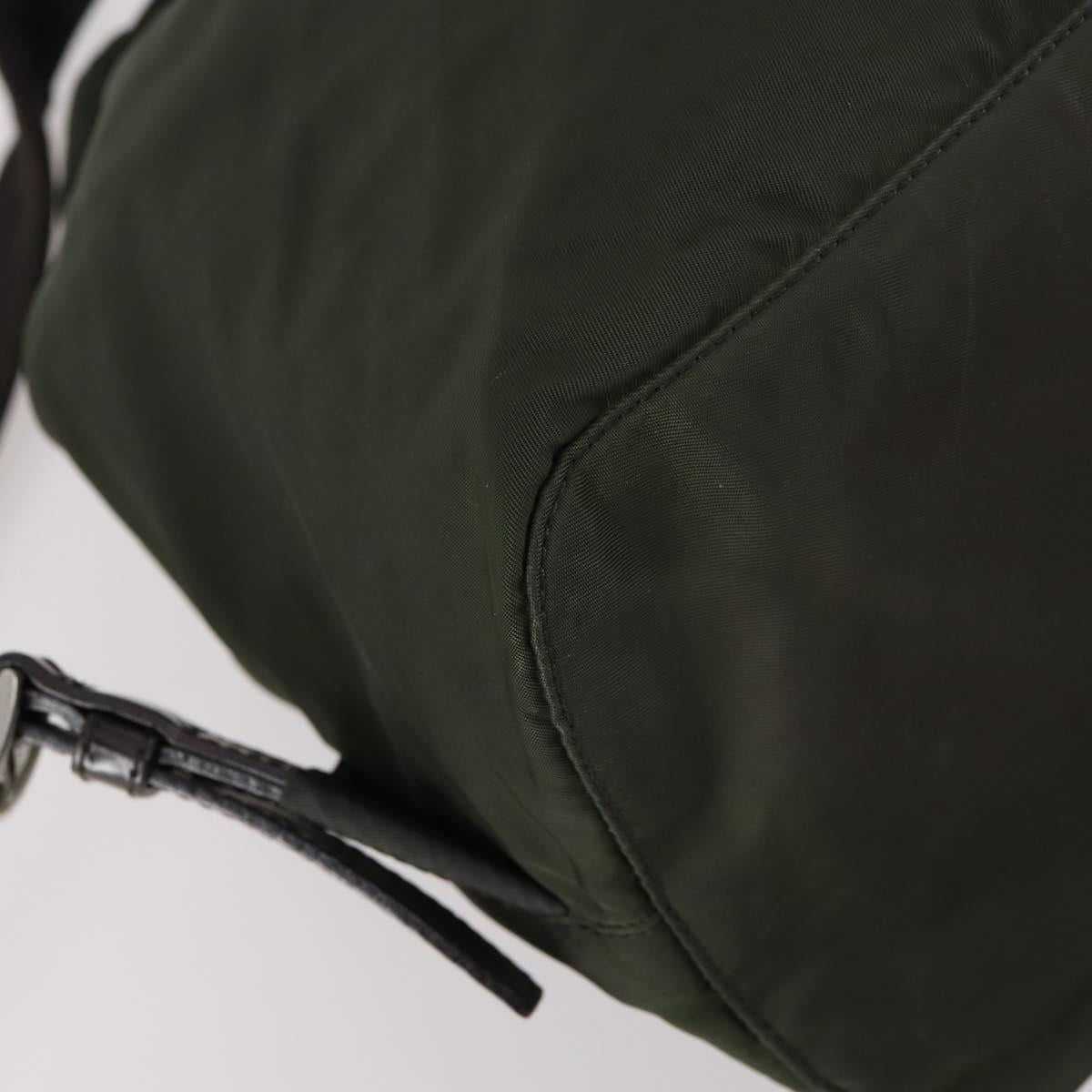 PRADA Backpack Nylon Khaki Silver Auth 147399