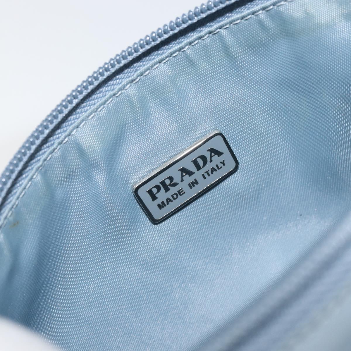 PRADA Accessory Pouch Nylon Light Blue Silver Auth 147400