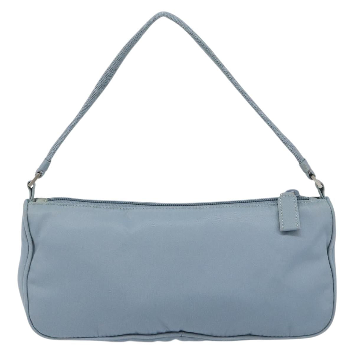 PRADA Accessory Pouch Nylon Light Blue Silver Auth 147400