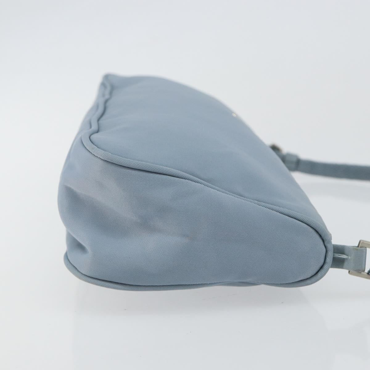 PRADA Accessory Pouch Nylon Light Blue Silver Auth 147400