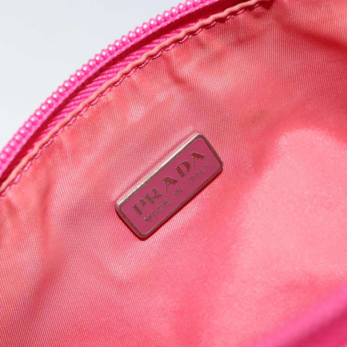 PRADA Accessory Pouch Nylon Pink Silver Auth 147401