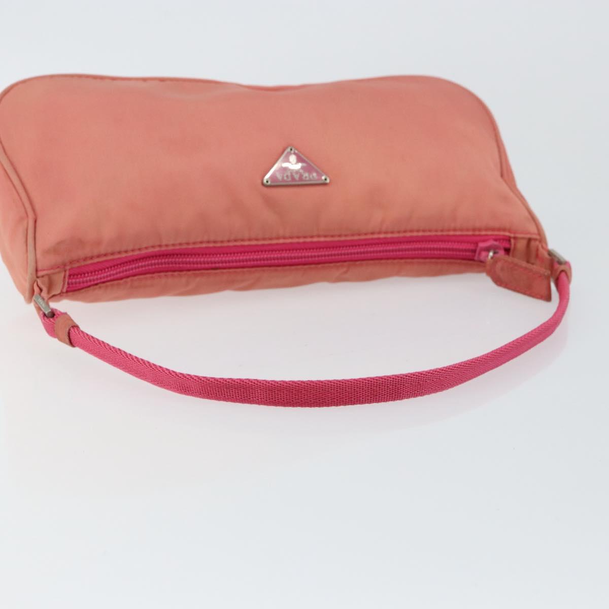 PRADA Accessory Pouch Nylon Pink Silver Auth 147401
