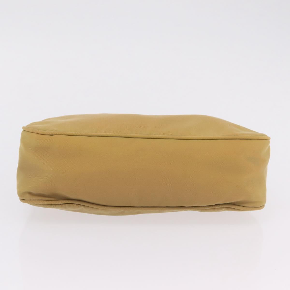 PRADA Accessory Pouch Nylon Beige Silver Auth 147402