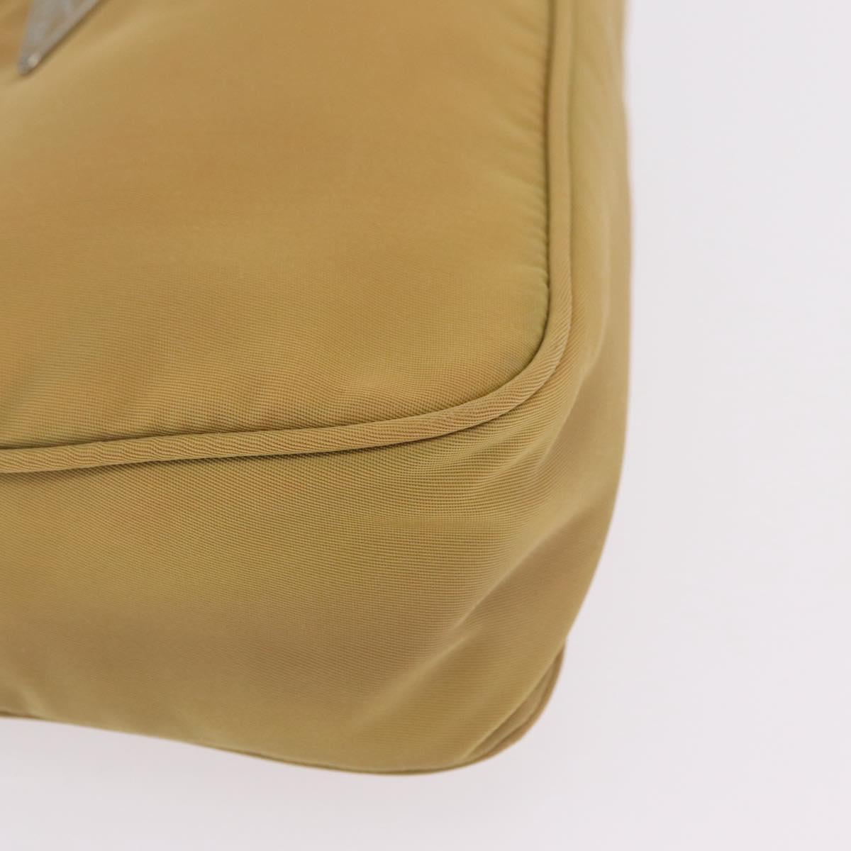 PRADA Accessory Pouch Nylon Beige Silver Auth 147402