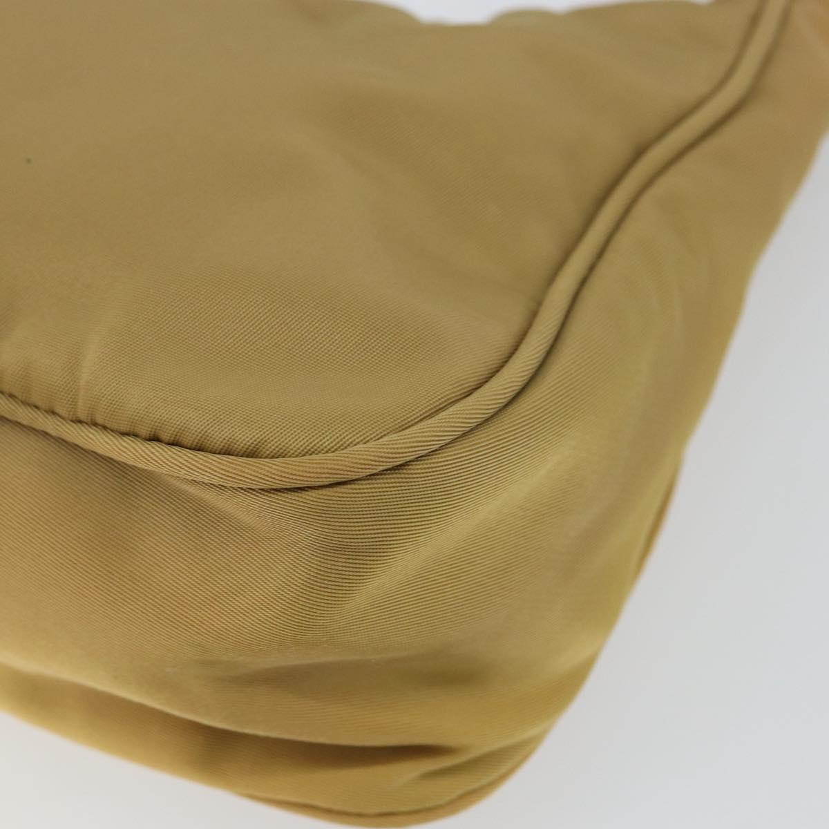 PRADA Accessory Pouch Nylon Beige Silver Auth 147402