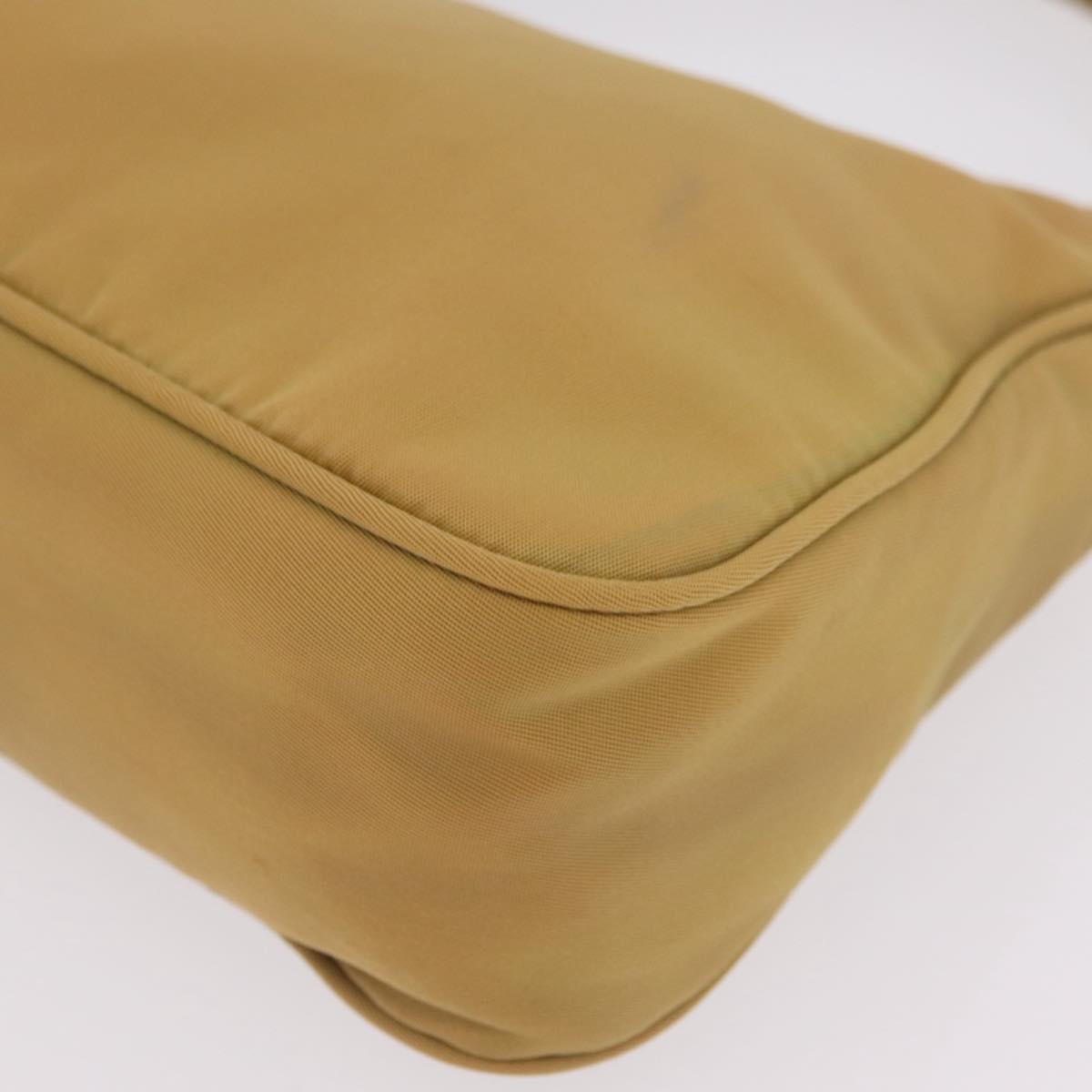 PRADA Accessory Pouch Nylon Beige Silver Auth 147402
