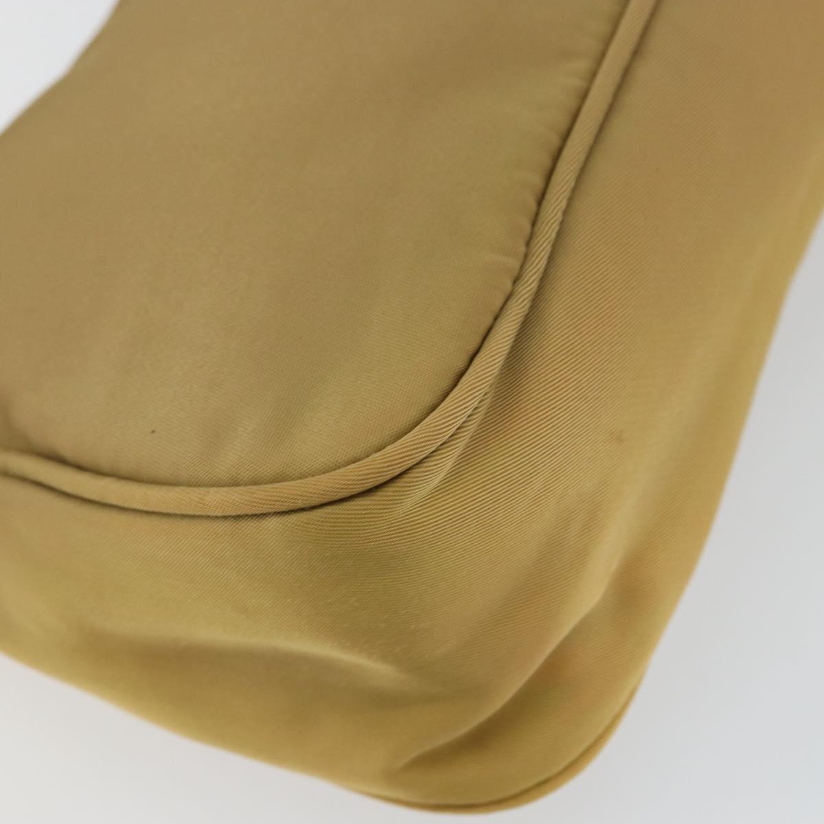 PRADA Accessory Pouch Nylon Beige Silver Auth 147402