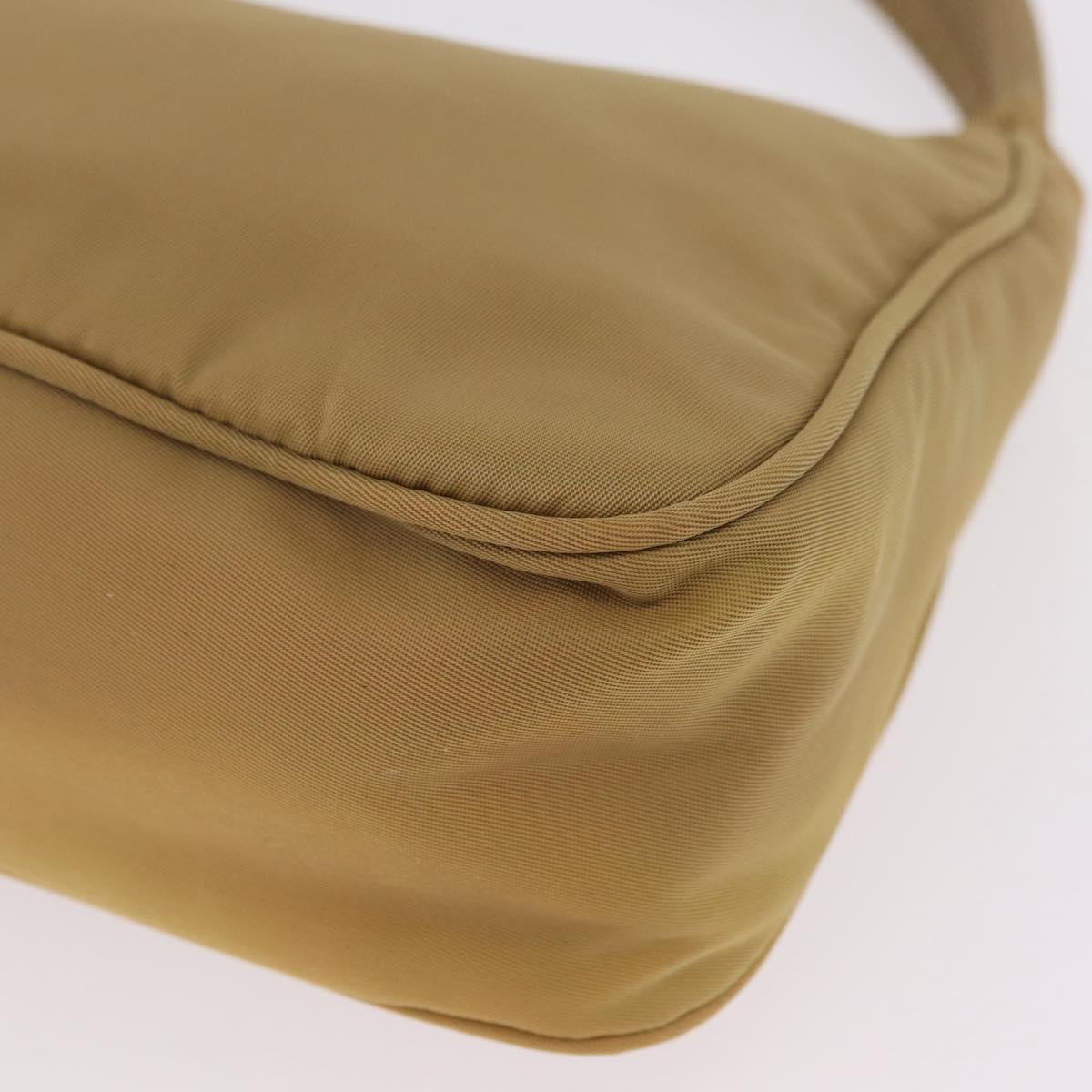 PRADA Accessory Pouch Nylon Beige Silver Auth 147402