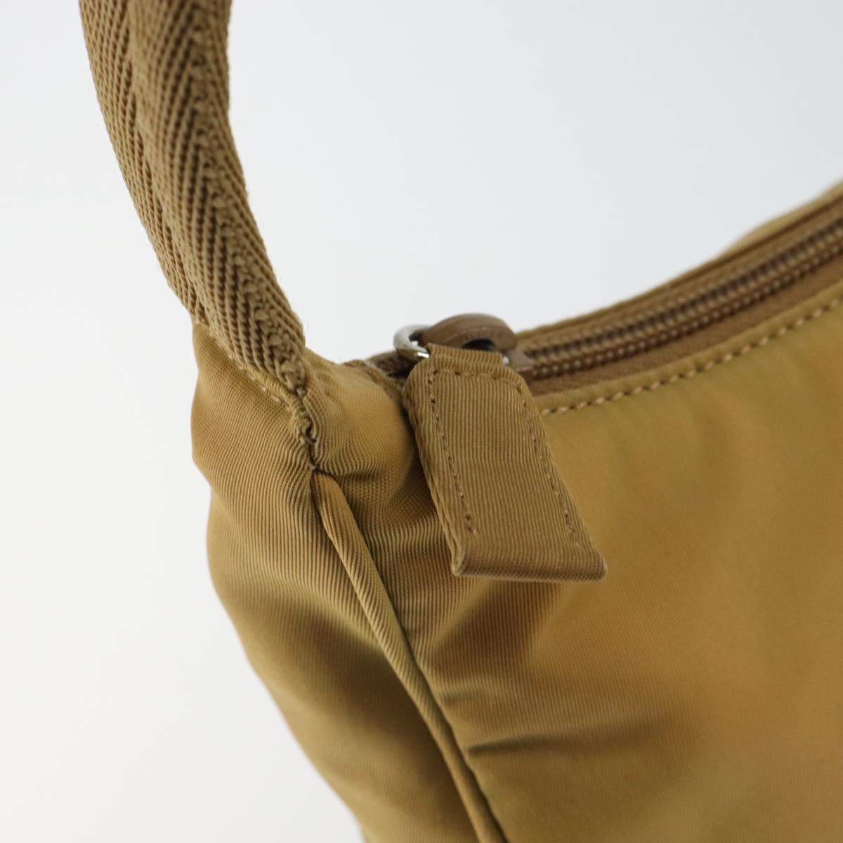 PRADA Accessory Pouch Nylon Beige Silver Auth 147402