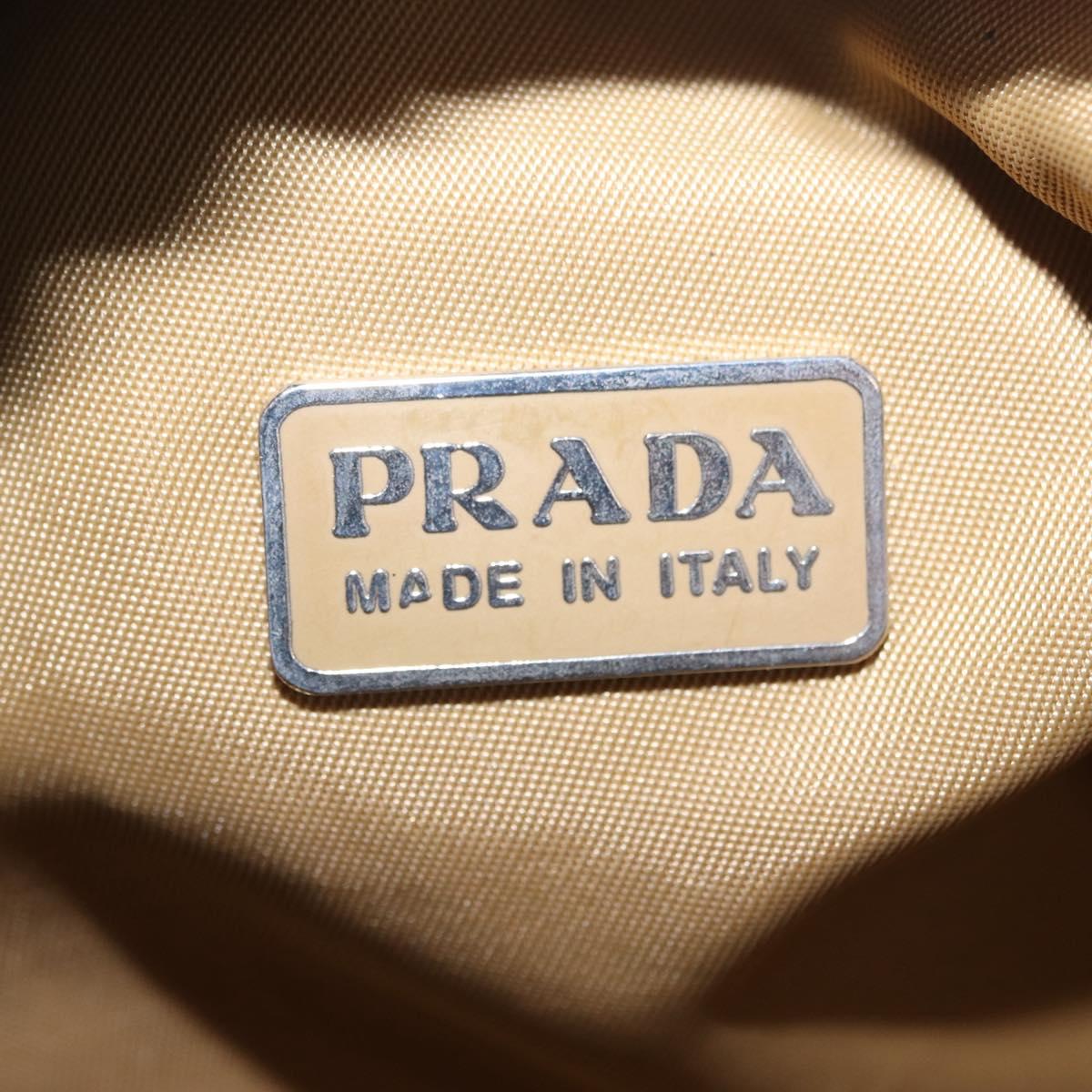 PRADA Accessory Pouch Nylon Beige Silver Auth 147402