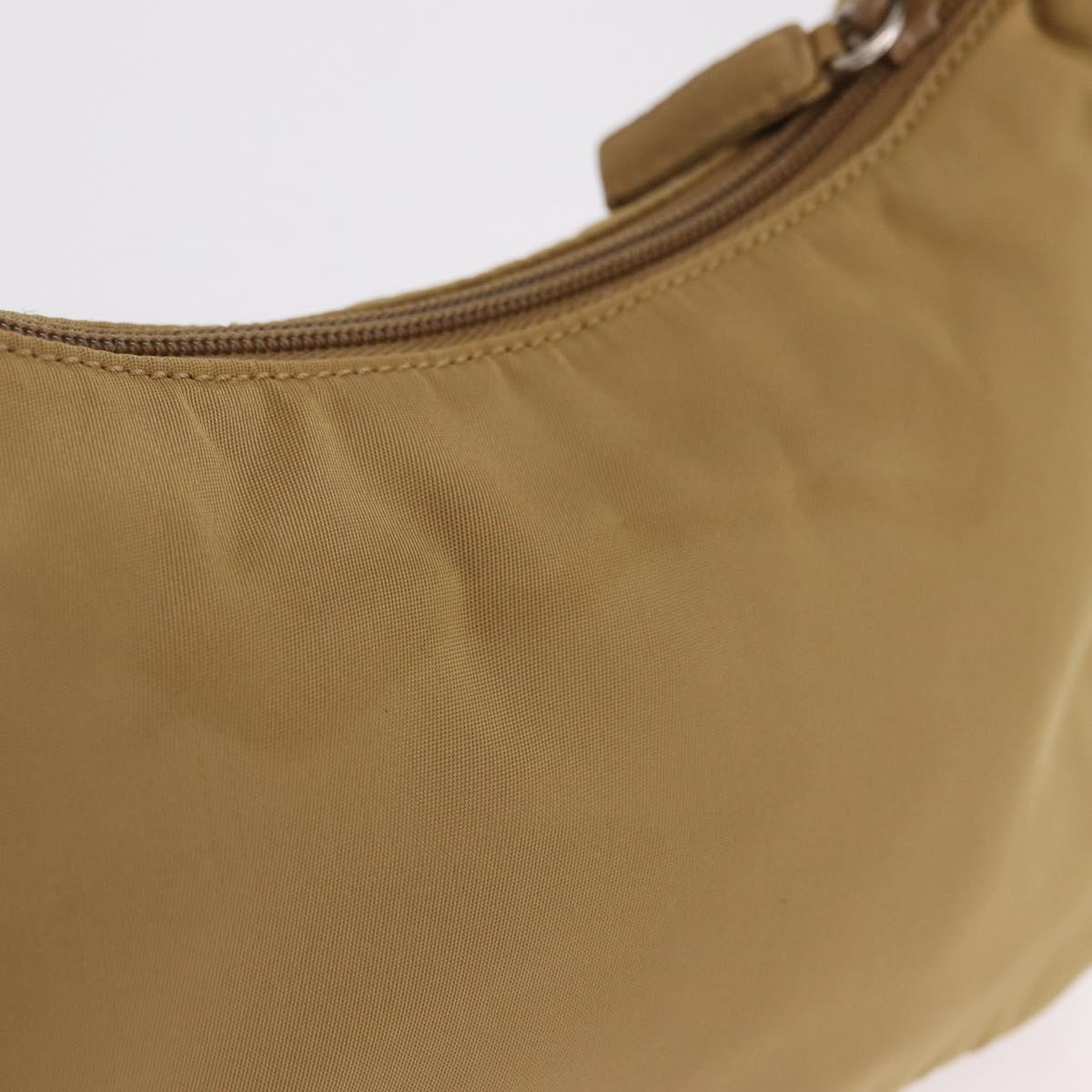 PRADA Accessory Pouch Nylon Beige Silver Auth 147402