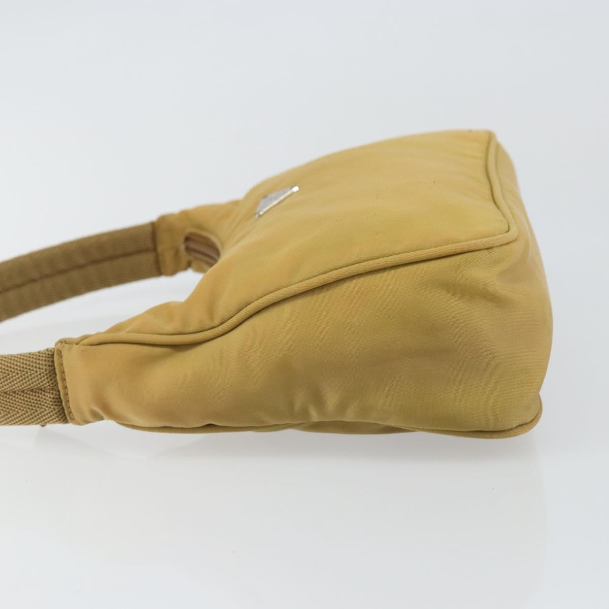 PRADA Accessory Pouch Nylon Beige Silver Auth 147402