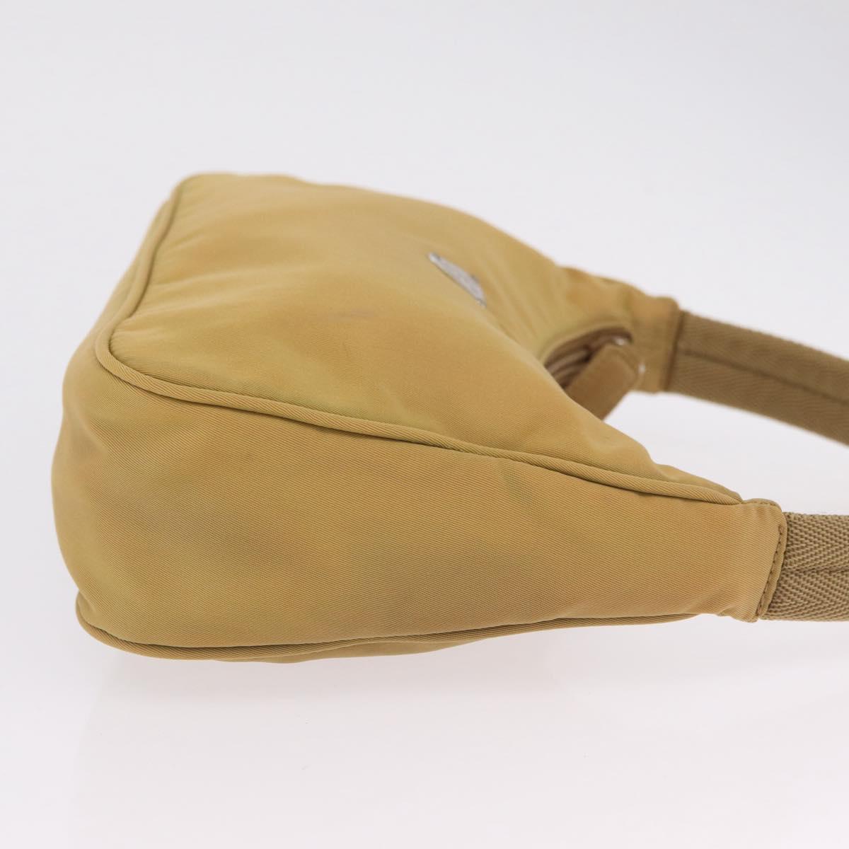 PRADA Accessory Pouch Nylon Beige Silver Auth 147402