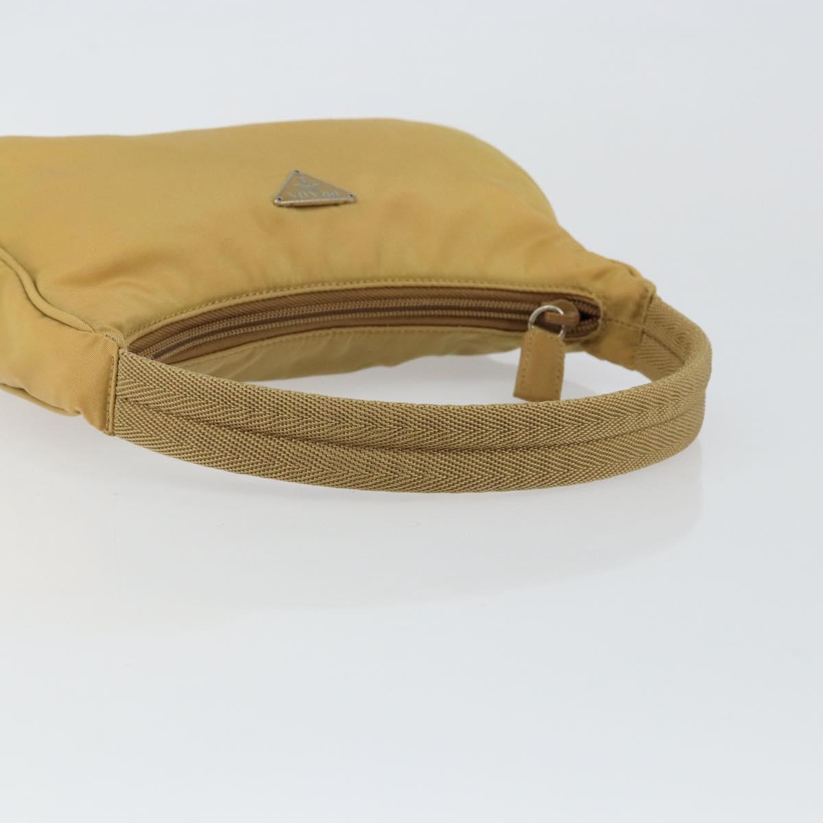 PRADA Accessory Pouch Nylon Beige Silver Auth 147402