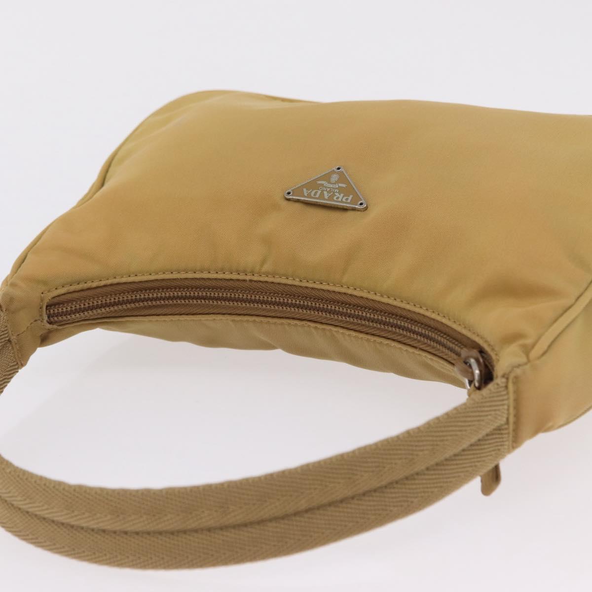 PRADA Accessory Pouch Nylon Beige Silver Auth 147402
