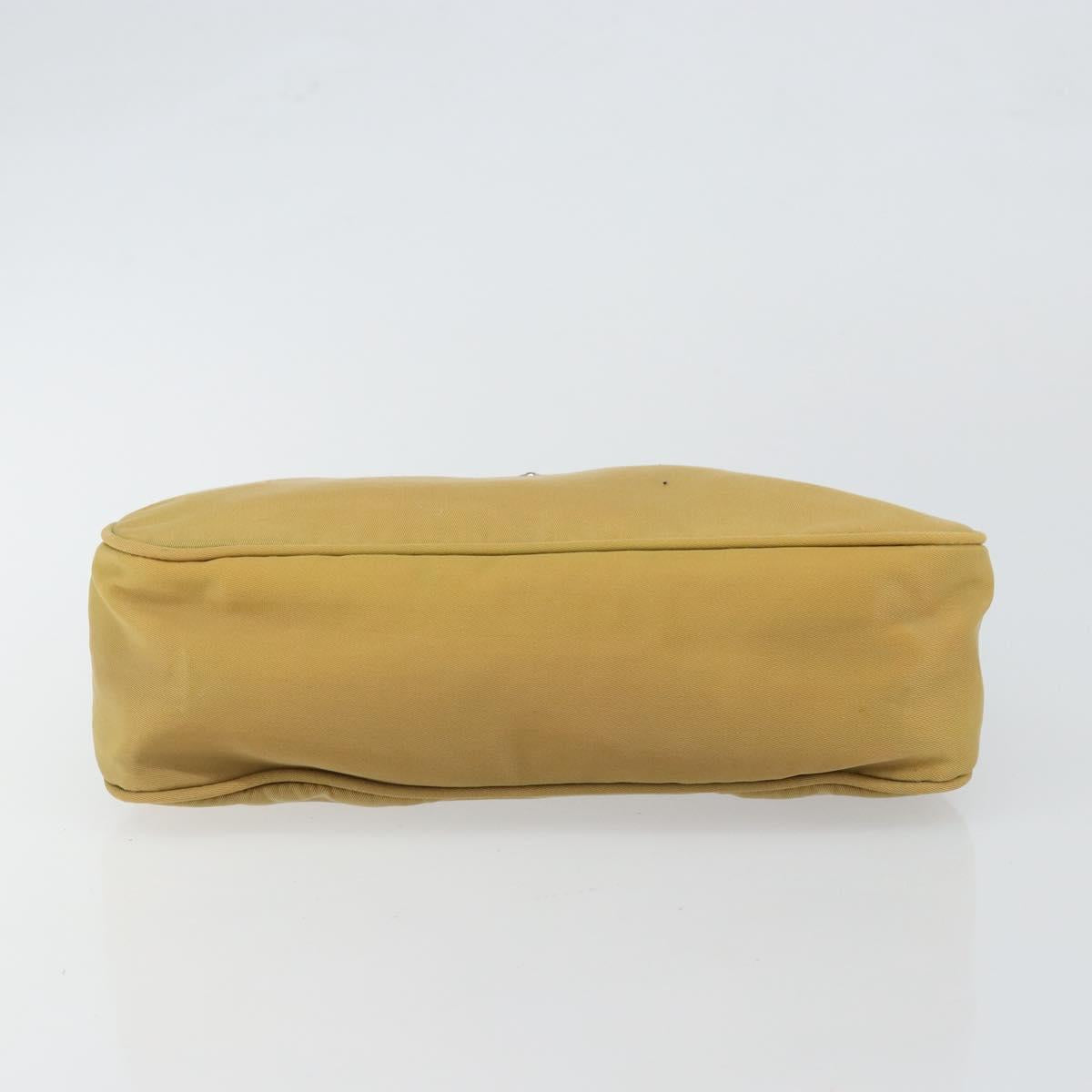 PRADA Accessory Pouch Nylon Beige Silver Auth 147402