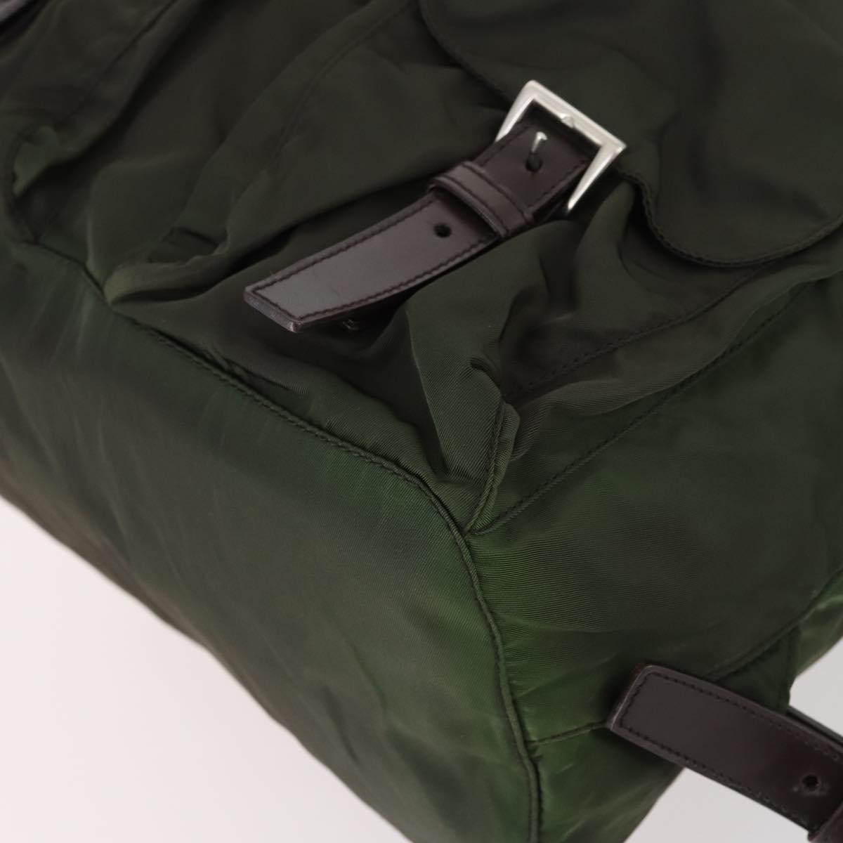 PRADA Backpack Nylon Khaki Silver Auth 147403