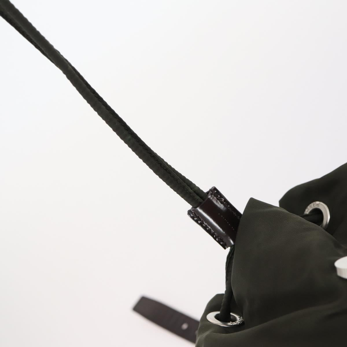 PRADA Backpack Nylon Khaki Silver Auth 147403