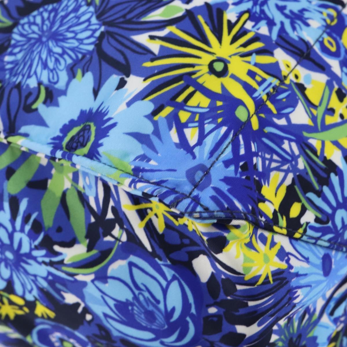 PRADA Tote Bag Nylon Leather Blue Silver Auth 147405