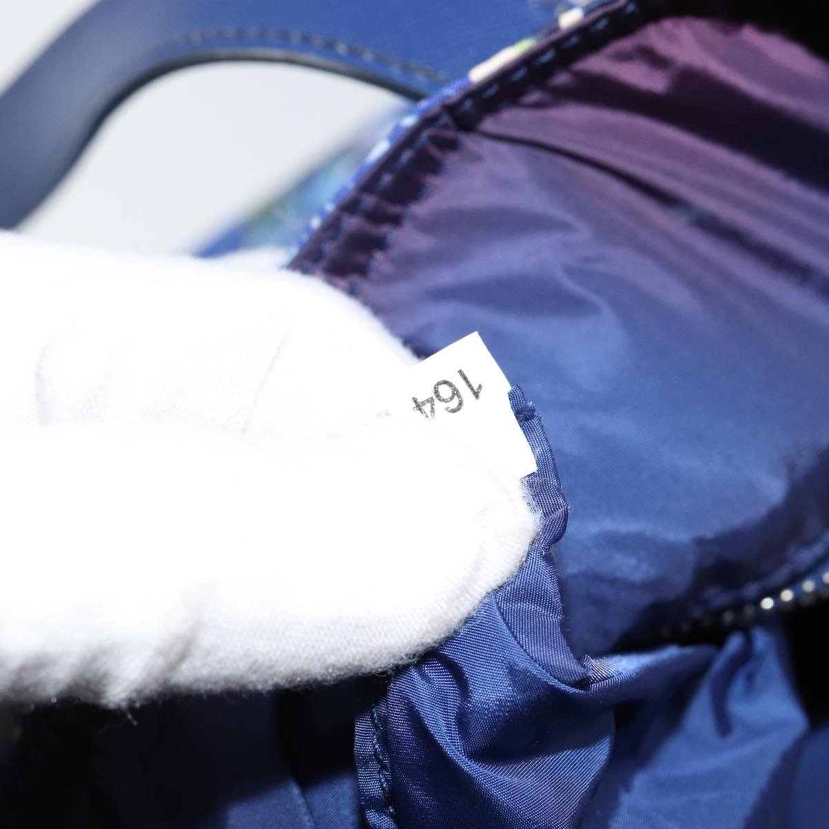 PRADA Tote Bag Nylon Leather Blue Silver Auth 147405