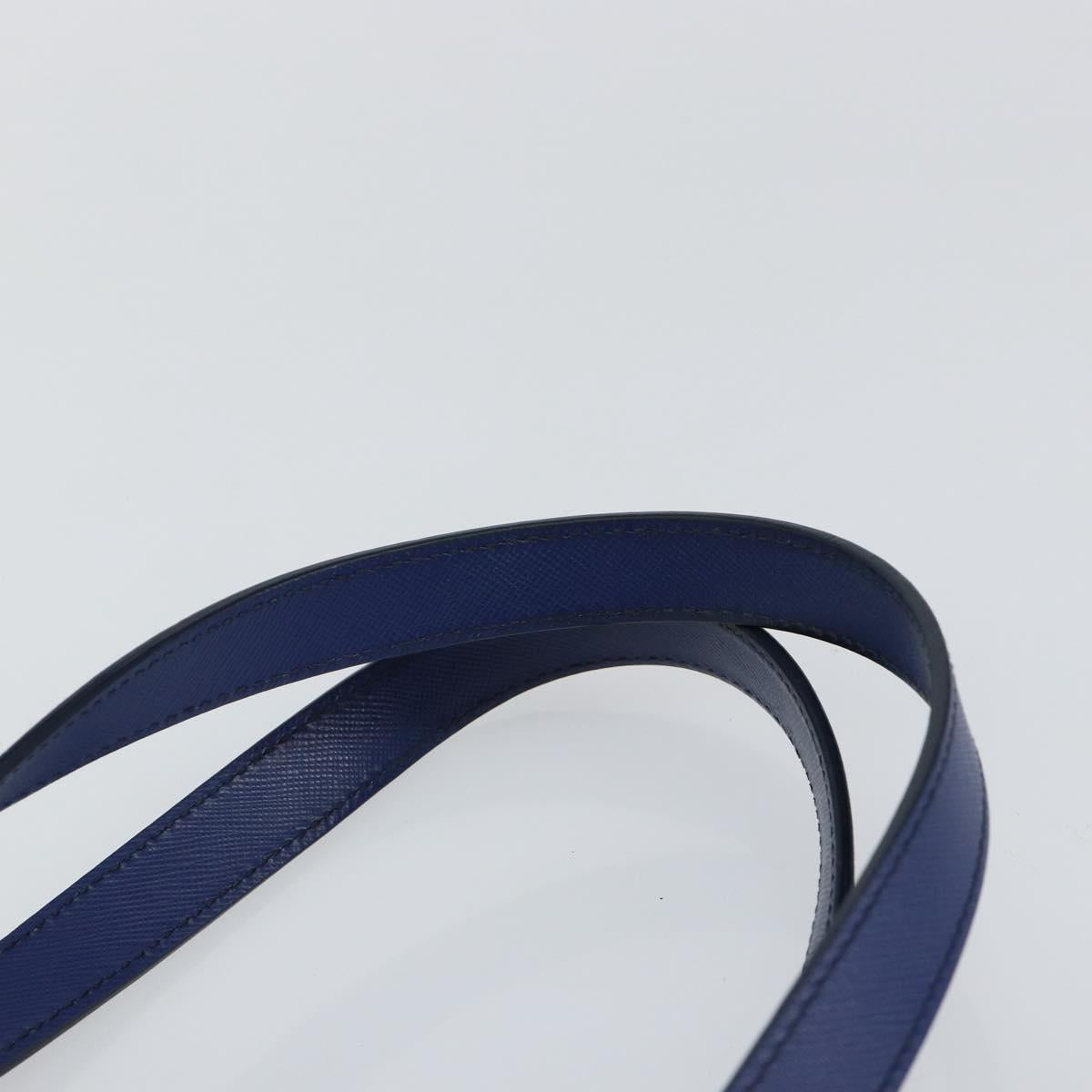 PRADA Tote Bag Nylon Leather Blue Silver Auth 147405