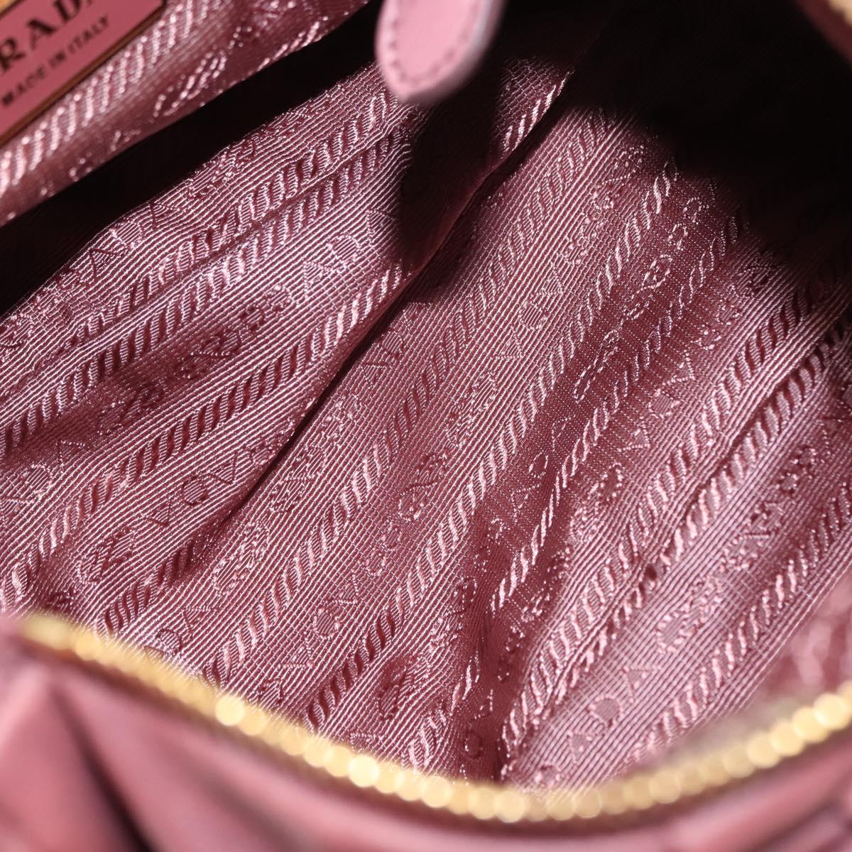 PRADA Shoulder Bag Leather Pink Gold Auth 147407