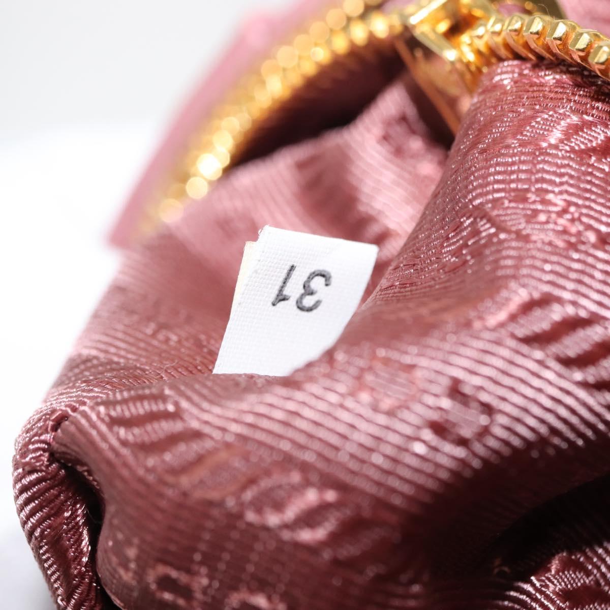 PRADA Shoulder Bag Leather Pink Gold Auth 147407
