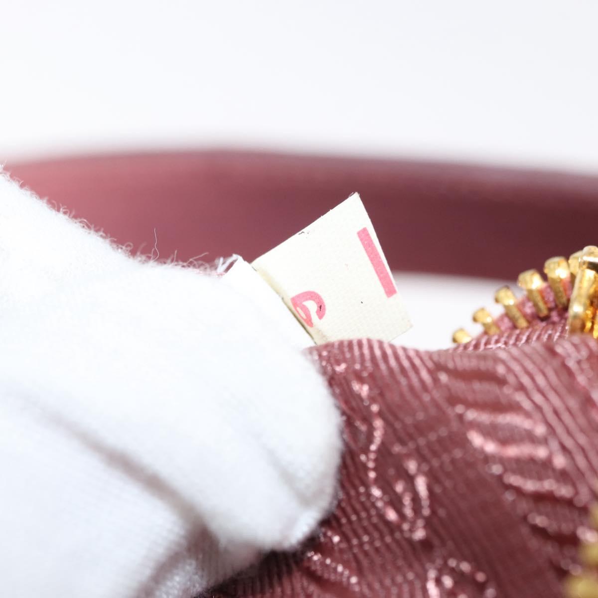 PRADA Shoulder Bag Leather Pink Gold Auth 147407