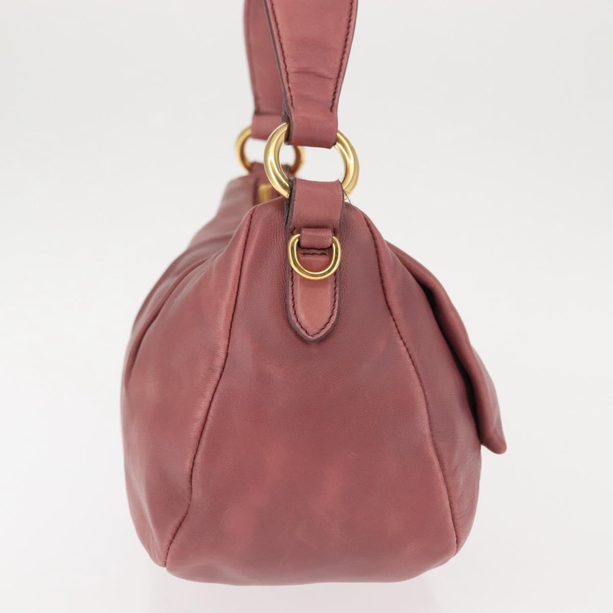 PRADA Shoulder Bag Leather Pink Gold Auth 147407