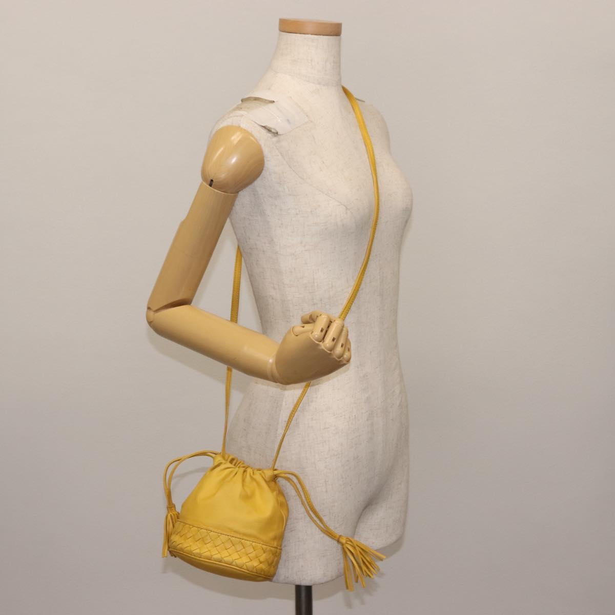 BOTTEGA VENETA INTRECCIATO Shoulder Bag Leather Yellow Auth 147408