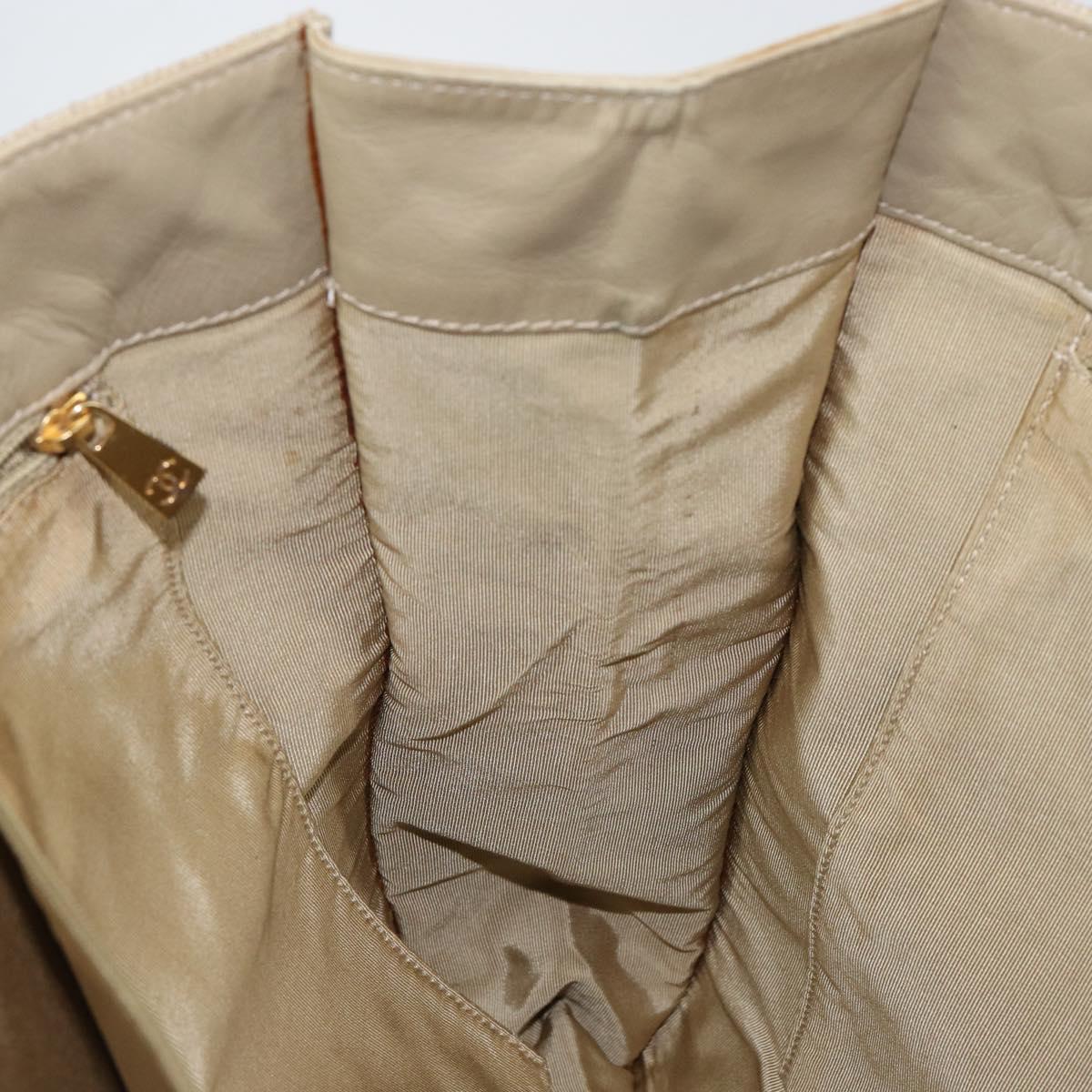 CHANEL Hand Bag Coated Canvas Beige Gold CC Auth 147411