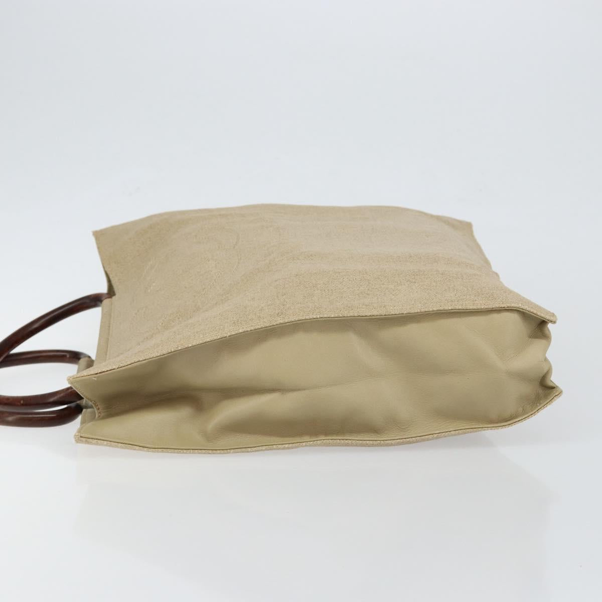 CHANEL Hand Bag Coated Canvas Beige Gold CC Auth 147411