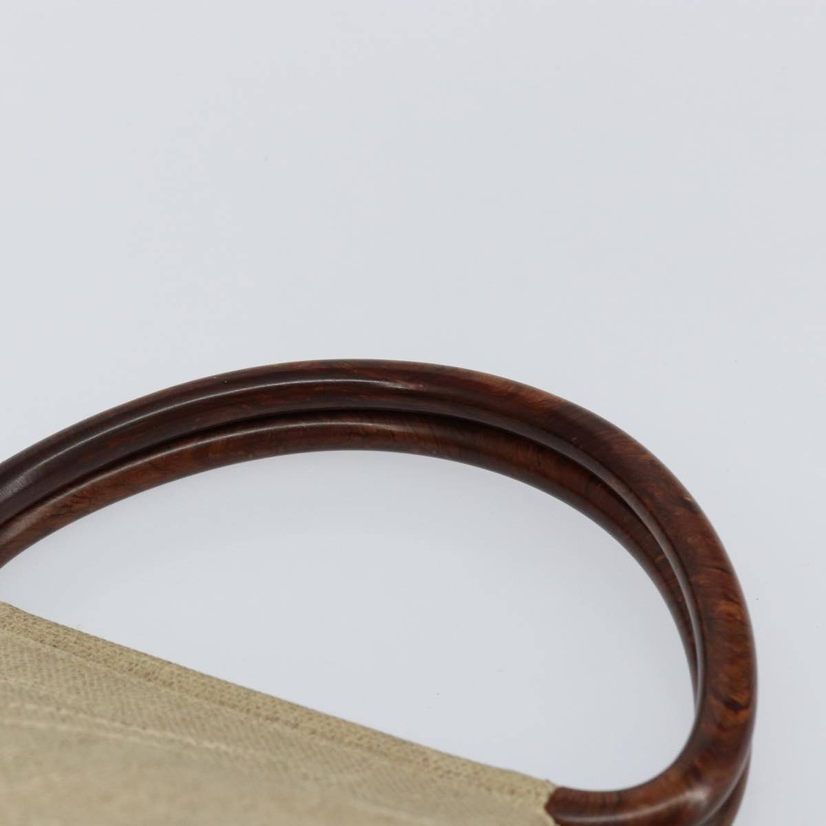 CHANEL Hand Bag Coated Canvas Beige Gold CC Auth 147411