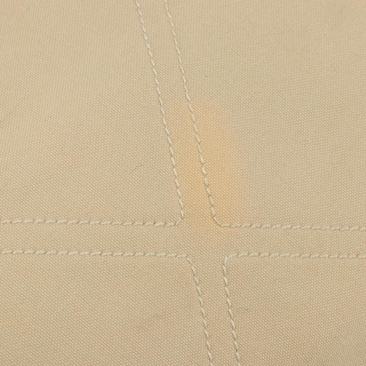 CHANEL Hand Bag Canvas Beige Silver CC Auth 147412