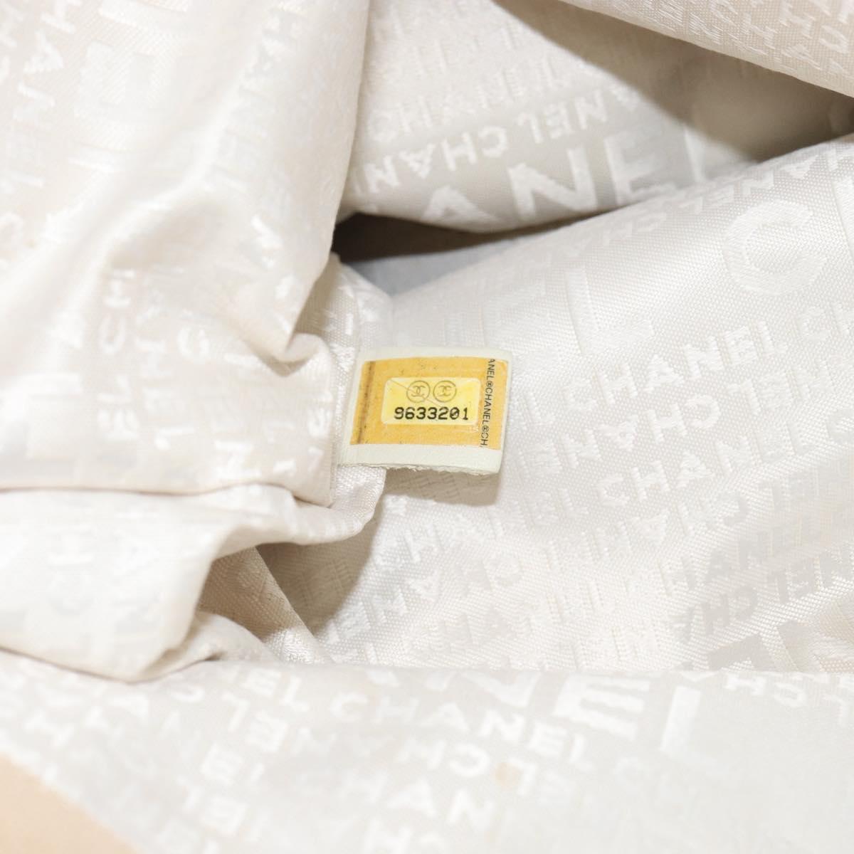 CHANEL Hand Bag Canvas Beige Silver CC Auth 147412