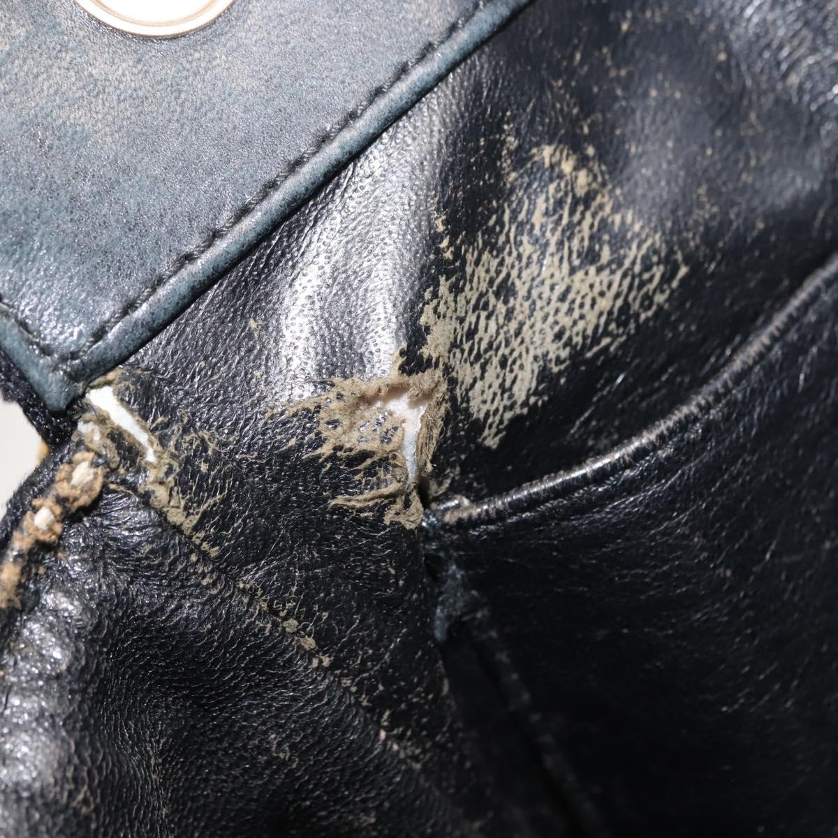 CHANEL Chain Choco Bar Line Hand Bag Canvas Black Gold CC Auth 147415