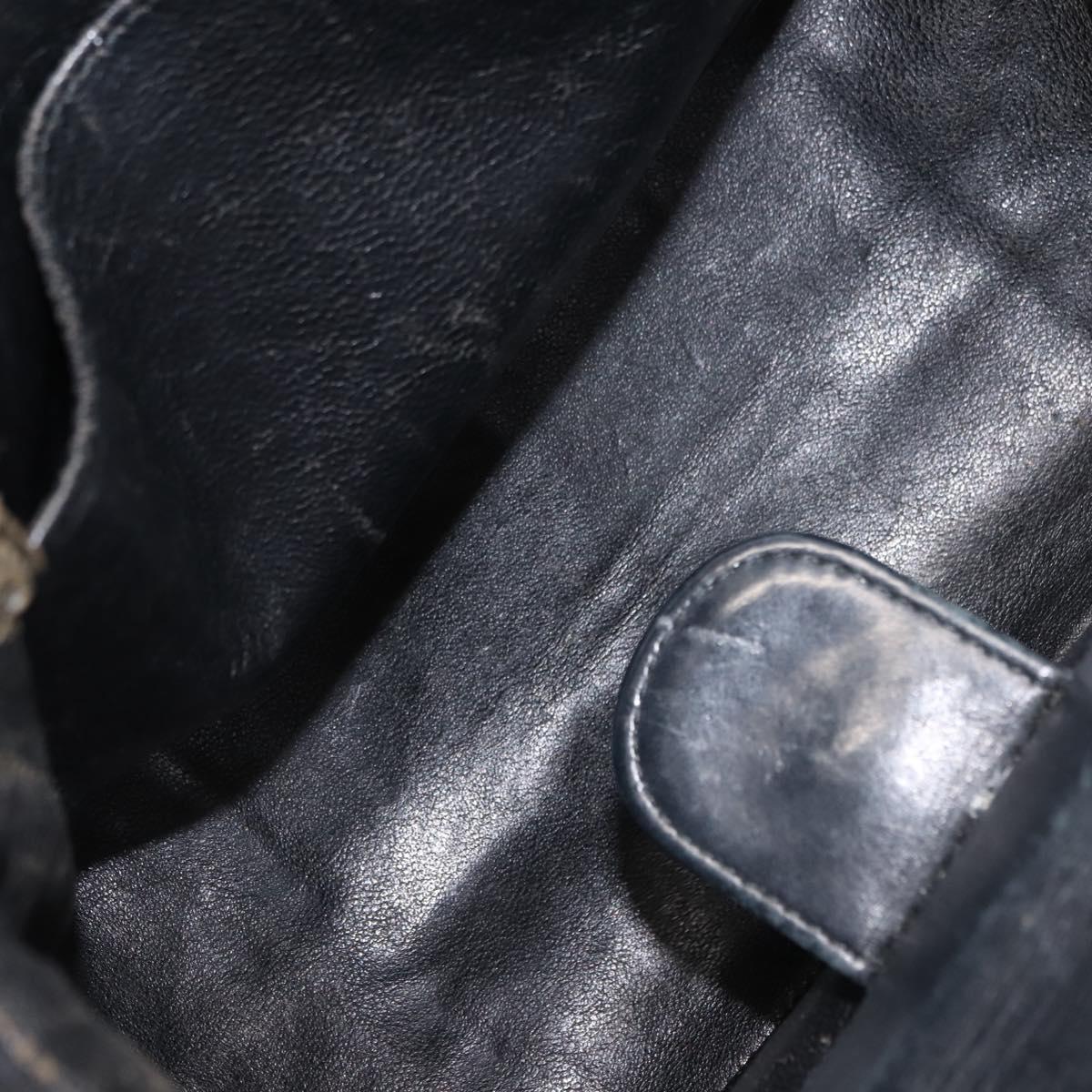 CHANEL Chain Choco Bar Line Hand Bag Canvas Black Gold CC Auth 147415