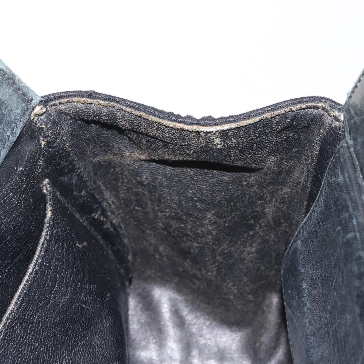 CHANEL Chain Choco Bar Line Hand Bag Canvas Black Gold CC Auth 147415