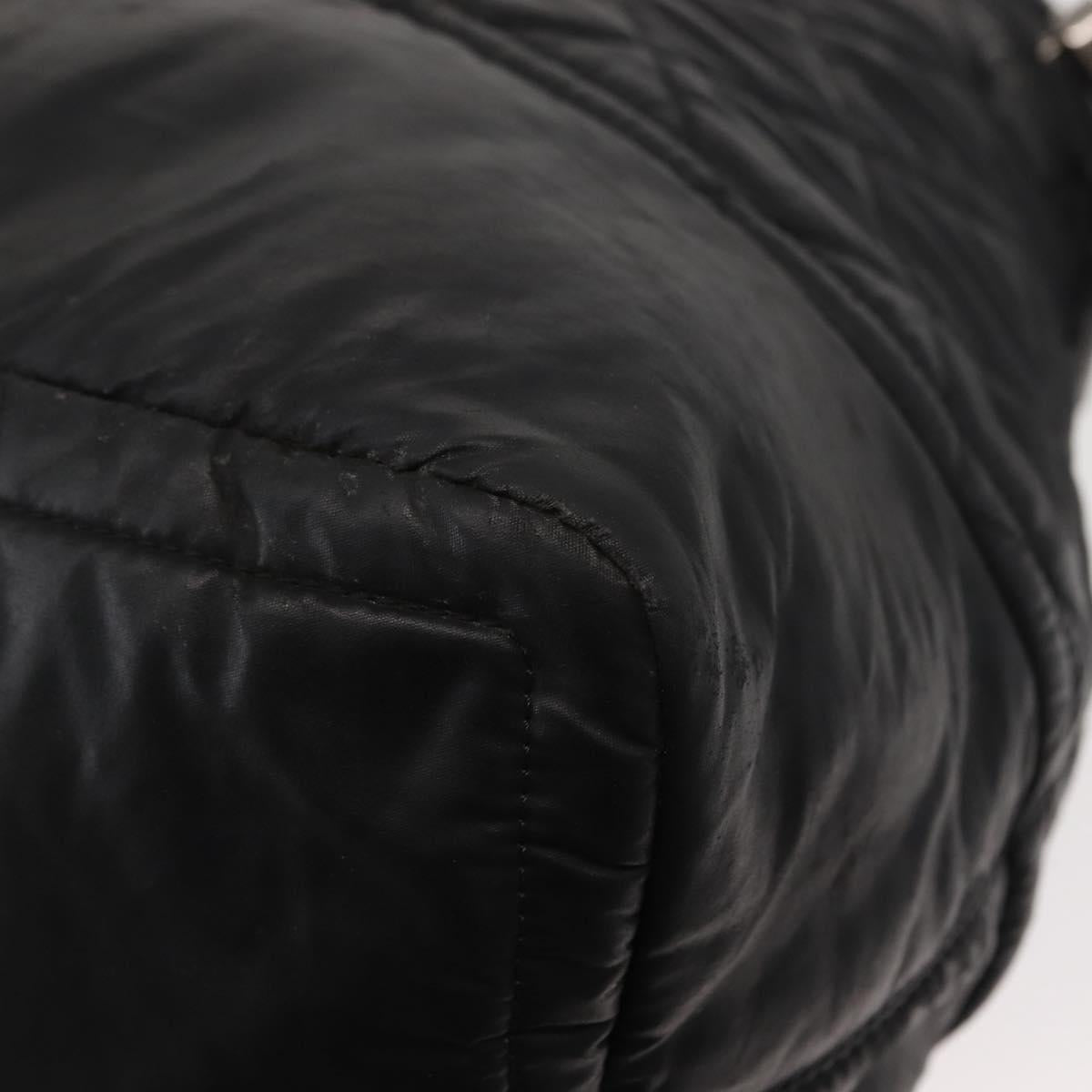 CHANEL Matelasse Hand Bag Nylon 2way Black Silver CC Auth 147417