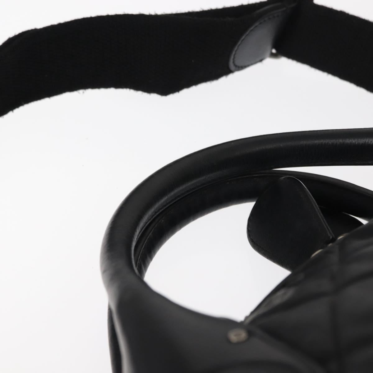 CHANEL Matelasse Hand Bag Nylon 2way Black Silver CC Auth 147417
