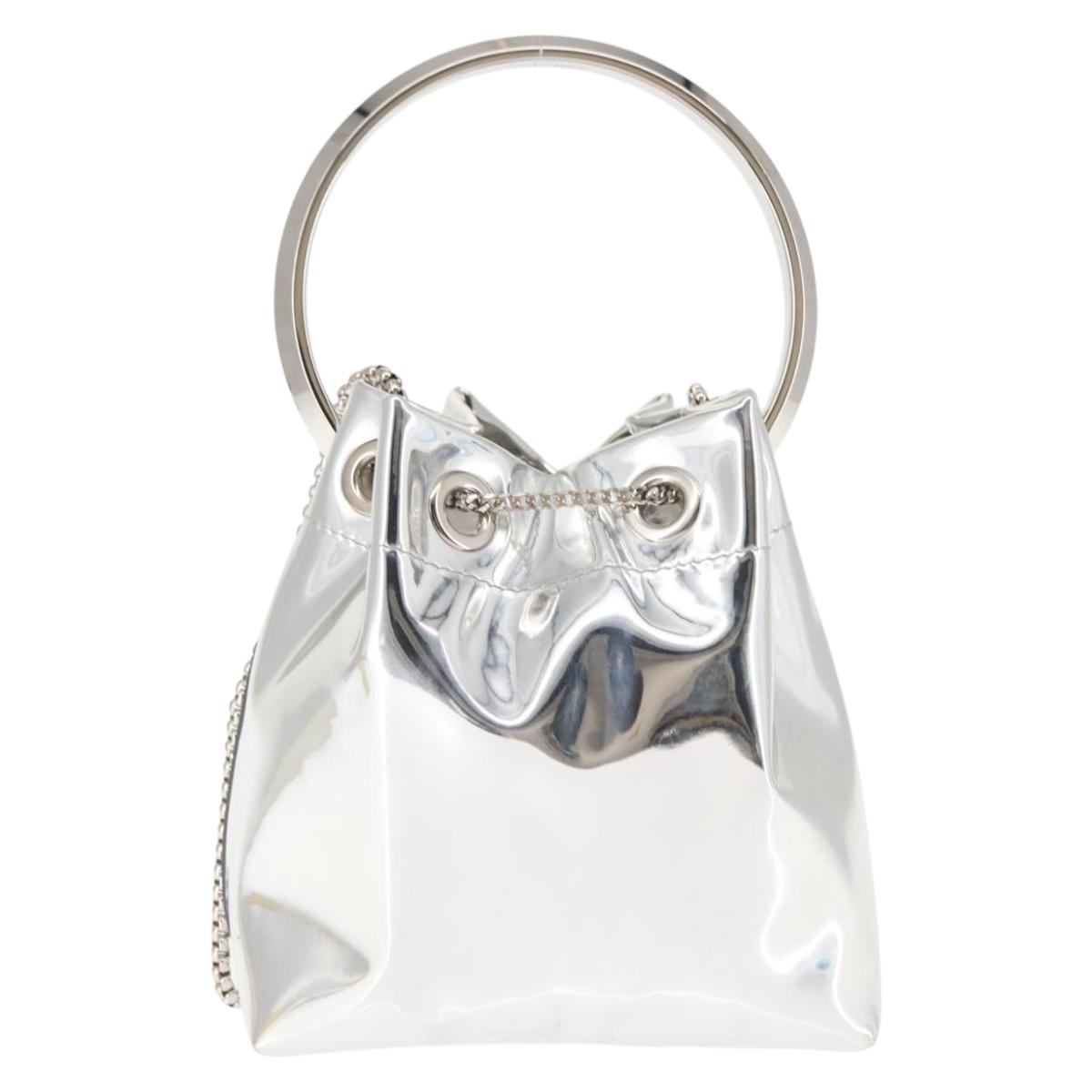 Jimmy Choo Hand Bag Enamel 2way Silver Auth 147418