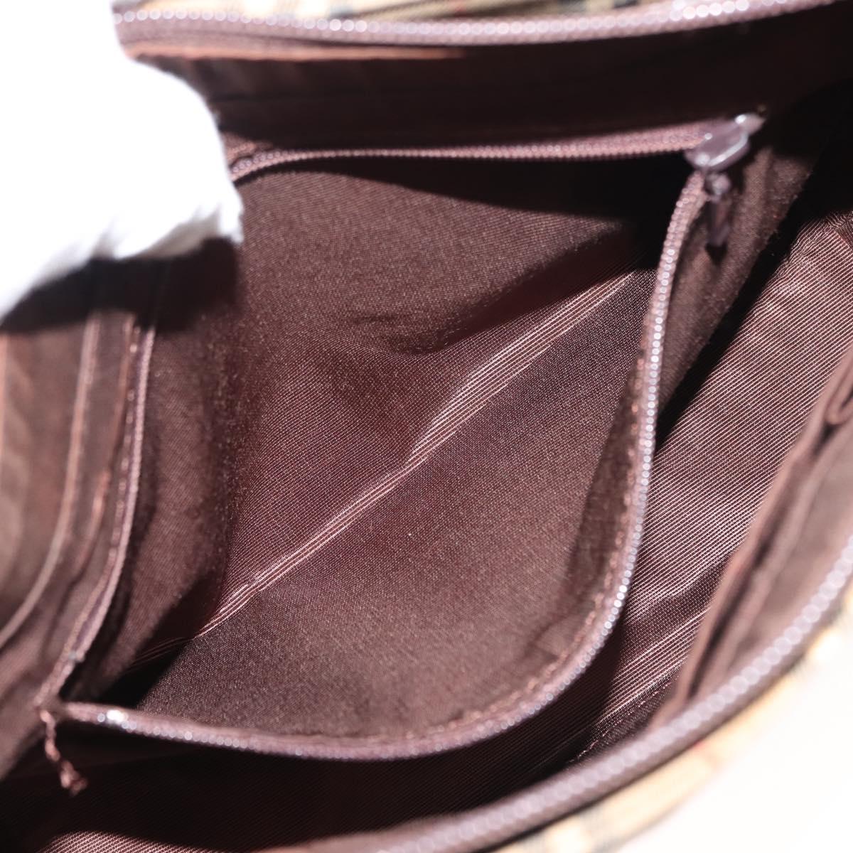 BURBERRY Nova Check Tote Bag Canvas Beige Gold Auth 147419