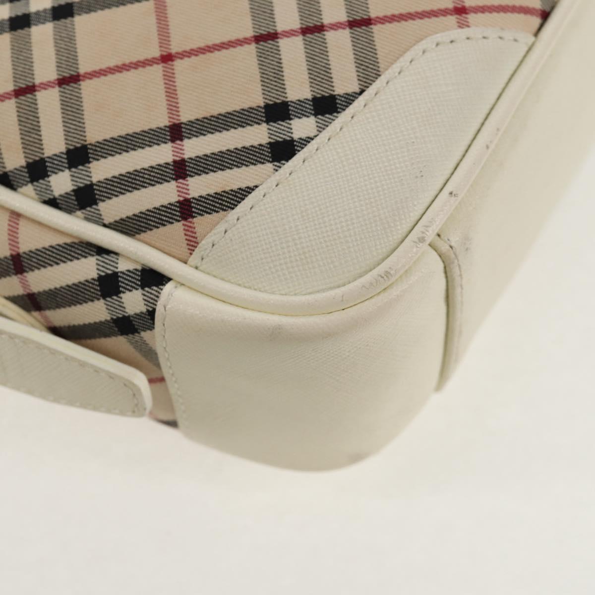 BURBERRY Nova Check Shoulder Bag Canvas Beige White Auth 147476