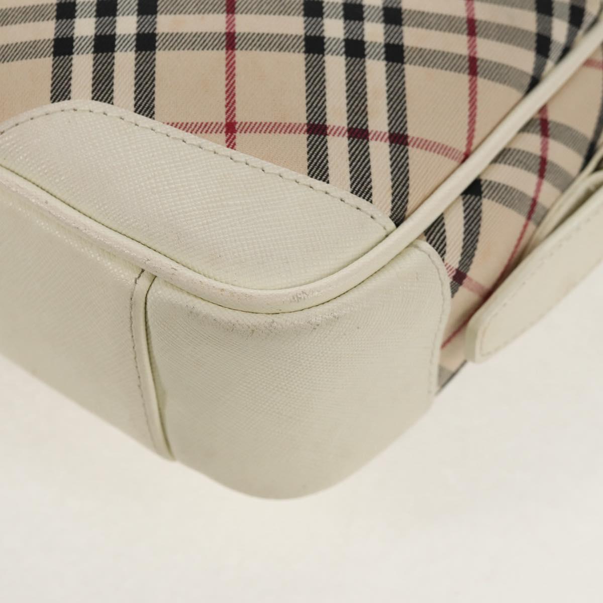 BURBERRY Nova Check Shoulder Bag Canvas Beige White Auth 147476