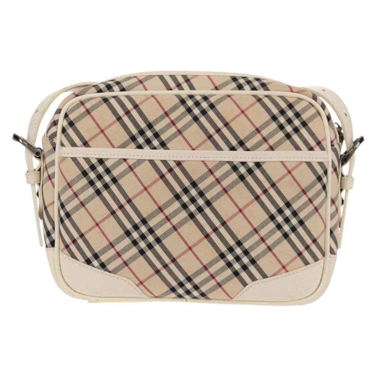 BURBERRY Nova Check Shoulder Bag Canvas Beige White Auth 147476