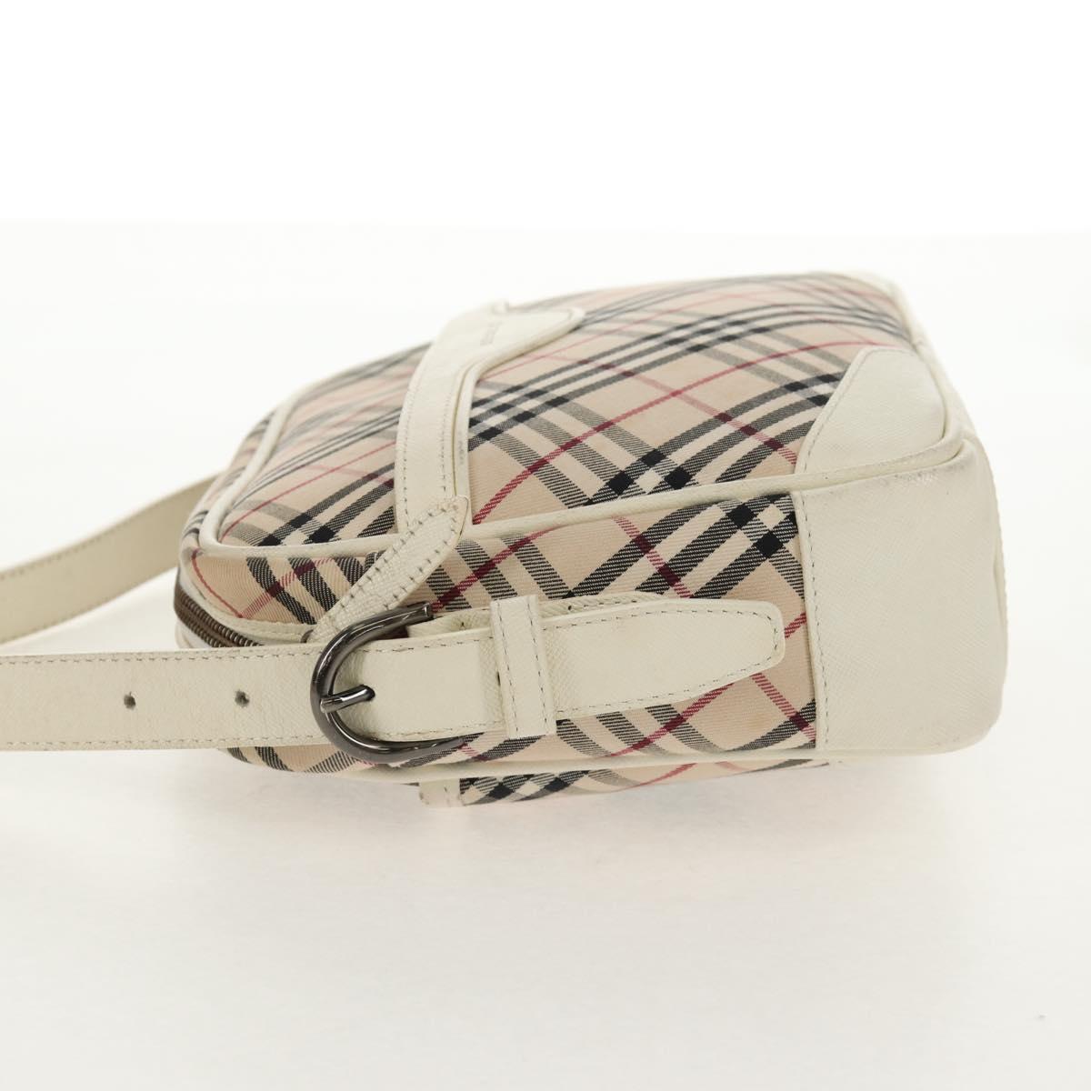 BURBERRY Nova Check Shoulder Bag Canvas Beige White Auth 147476