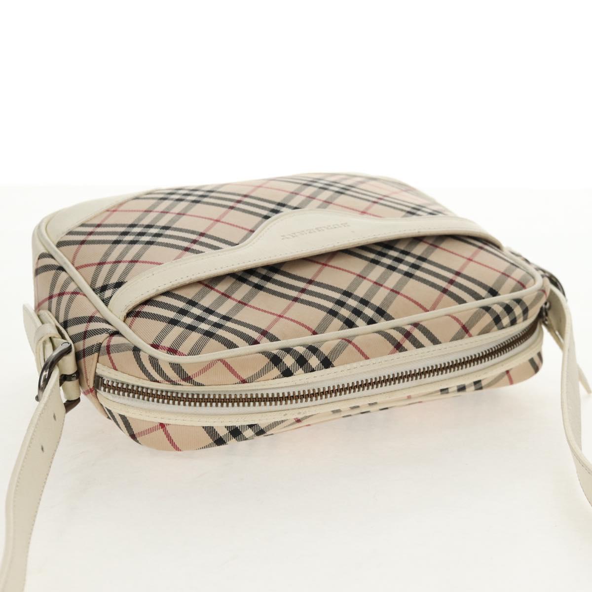 BURBERRY Nova Check Shoulder Bag Canvas Beige White Auth 147476