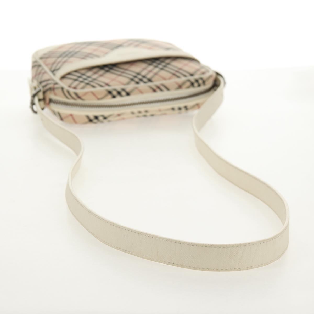 BURBERRY Nova Check Shoulder Bag Canvas Beige White Auth 147476