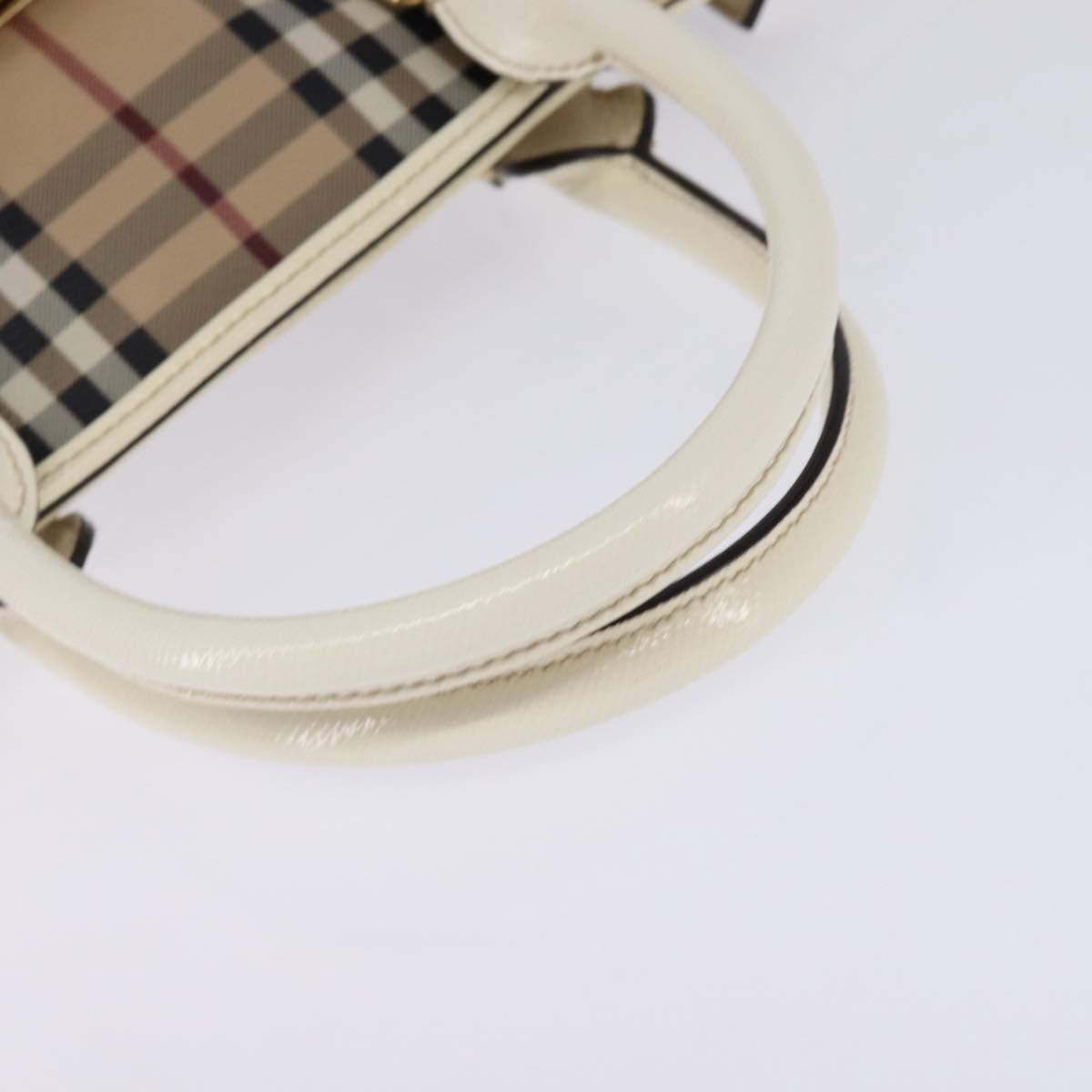 BURBERRY Nova Check Tote Bag PVC Leather 2way Beige Gold Auth 147477