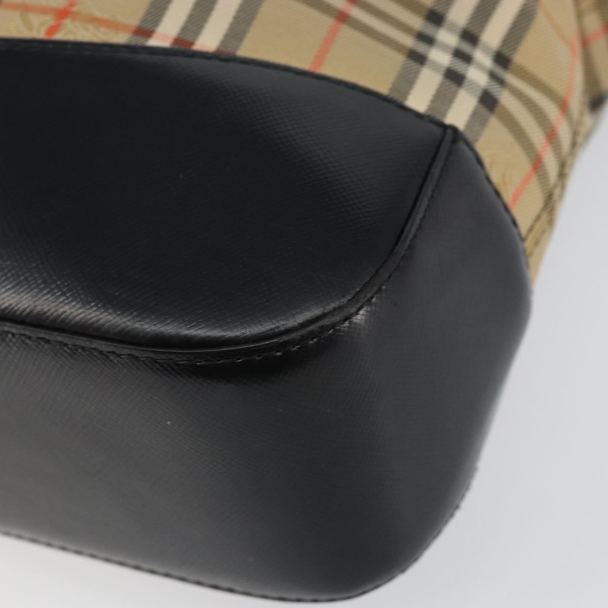 BURBERRY Nova Check Tote Bag Canvas Beige Gold Auth 147478